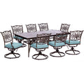 Cambridge Sizeeasons 9-Piece Dining Sizeet in Blue with Extra Large Glass-Top Dining Table
