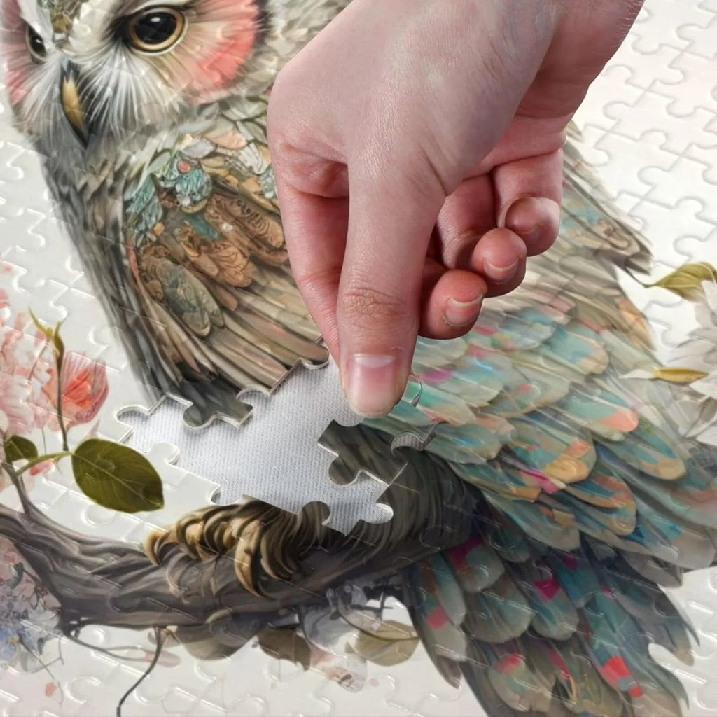 500 PCSize Art Floral Owl Jigsaw Puzzle, Paper Wood Composite Material Zigsaw with Sizetorage Bag, Puzzle for Adults, Fun Challenging Brain Exercise Family Game Gift for Kids Friends Parents