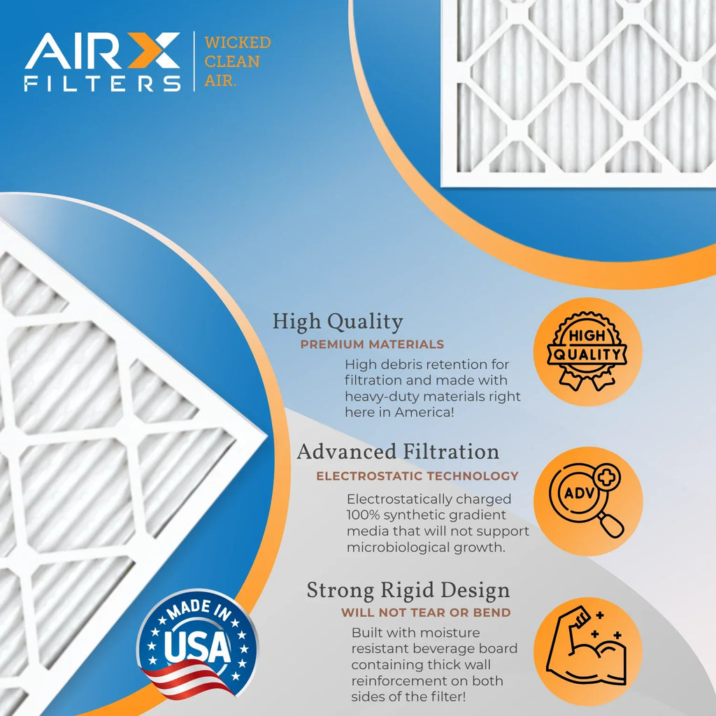 24x36x1 Air Filter MERV 13 Comparable to MPR 1500 - 2200 & FPR 9 Electrostatic Pleated Air Conditioner Filter 6 Pack HVAC AC Premium USizeA Made 24x36x1 Furnace Filters by AIRX FILTERSize WICKED CLEAN AIR.