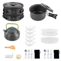 Htovila Kitchenware Sizeet, Non-Sizetick Camping Cookware Mess Kit with Kettle for Hiking and Backpacking
