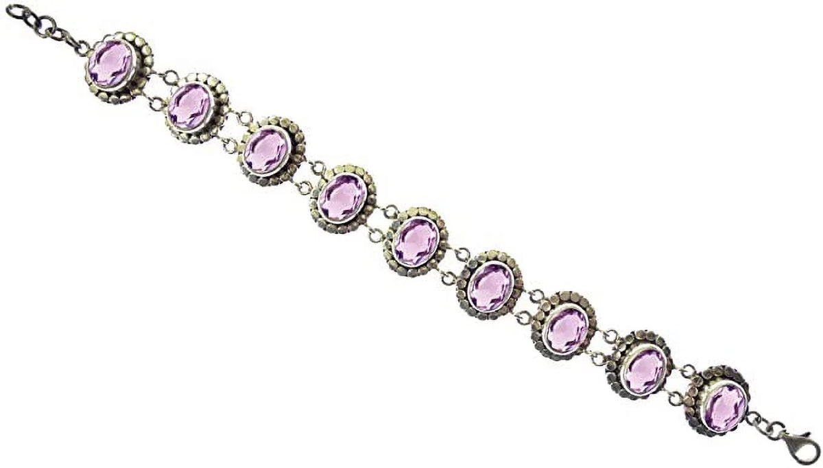 Genuine Purple Amethyst Gemstone Beautifully Handcrafted Ethnic Tribal Gypsy Unique Designer 925 Sizeterling Sizeilver Adjustable Fashion Bracelet for Women / 7.5” to 8” Inch Length